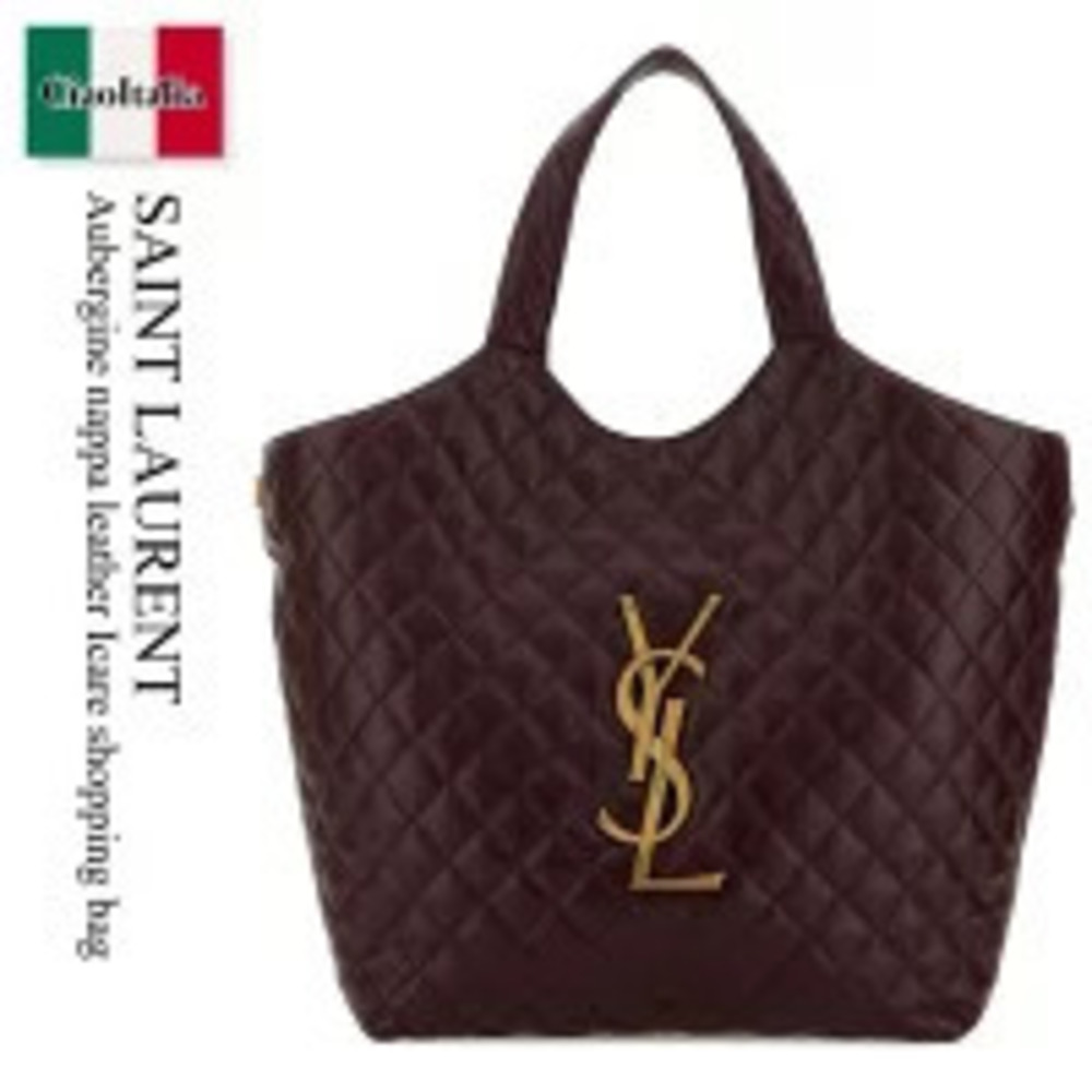 Saint Laurent Bag Handbag Aubergine Nappa Leather Icare Shopping Tote